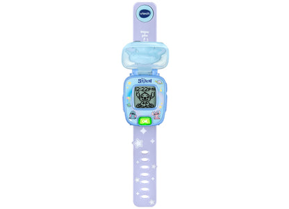 VTech Stitch Learning Wrist Watch in purple and blue with digital screen display