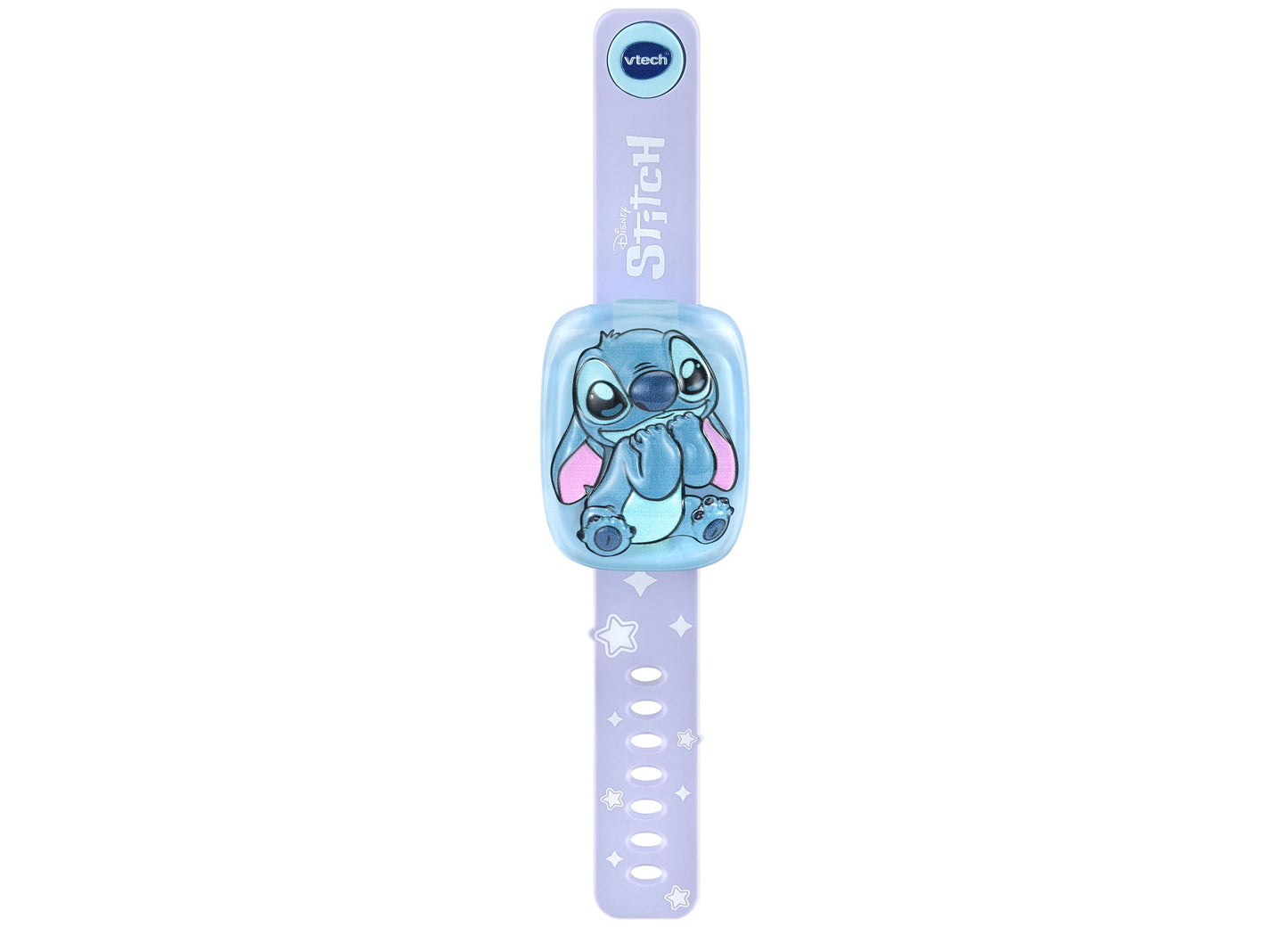 VTech Stitch Learning Wrist Watch in purple and blue with interactive screen