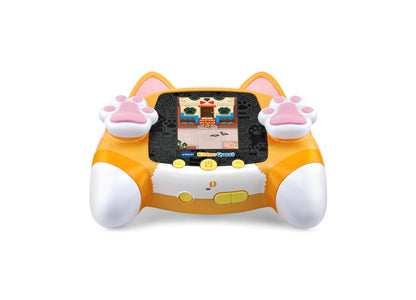 VTech Kitten Quest orange and white virtual pet handheld game with paw-shaped controllers