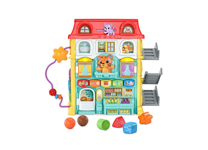 VTech Up & Down Activity Town colorful interactive learning center with shapes, balls, and tiger toy