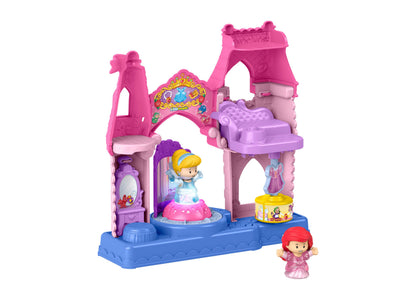 Fisher Price Disney Princess Cinderella and Ariel Shimmer & Glow Dress Shop playset with pink castle, light-up featur...