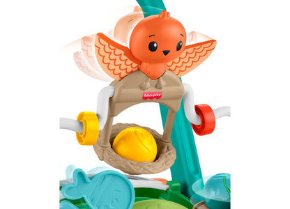 Fisher Price Moves with You Turtle Walker push toy with orange bird, yellow ball, and colorful wheels