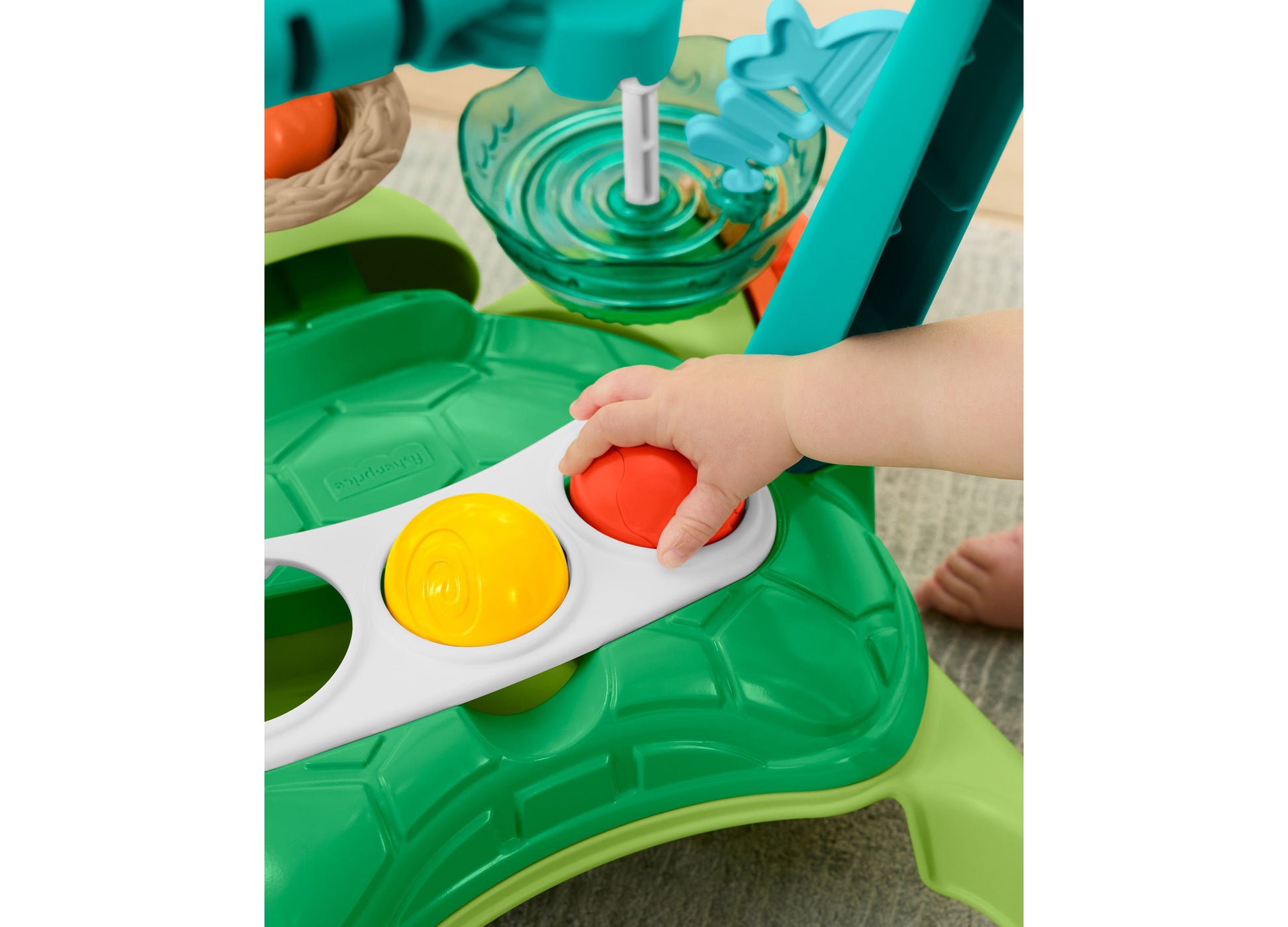 Fisher Price Turtle Walker with colorful balls - green push toy for babies