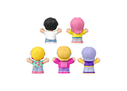 Little People K-Pop 5-piece action figure set with colorful characters featuring yellow, pink, and purple hair