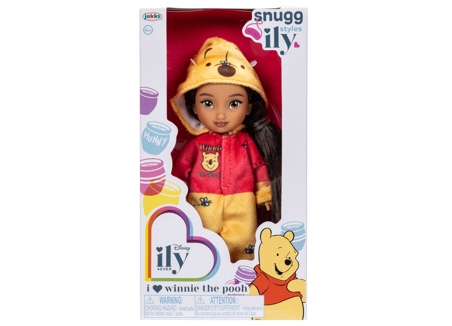 Disney ILY Winnie The Pooh 6" doll in red and yellow onesie with hood