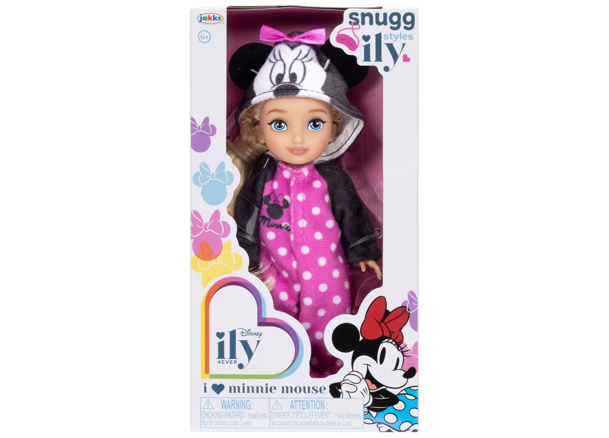 Disney ILY Minnie Mouse 6" doll in pink polka dot onesie with ears headband