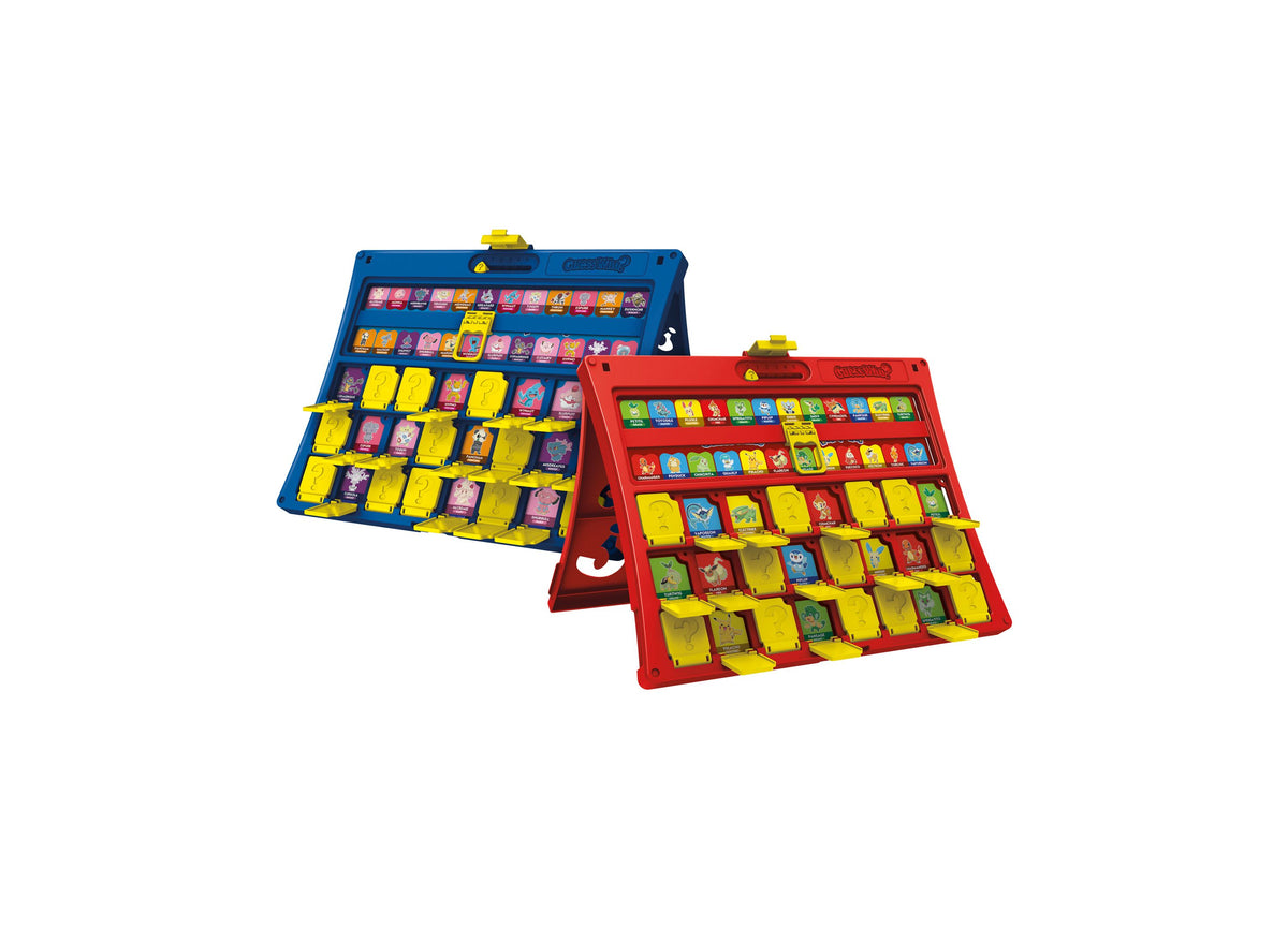 Hasbro Gaming Guess Who Pokémon Edition 2 Player Board Game with blue and red fold-up cases displaying Pokémon charac...