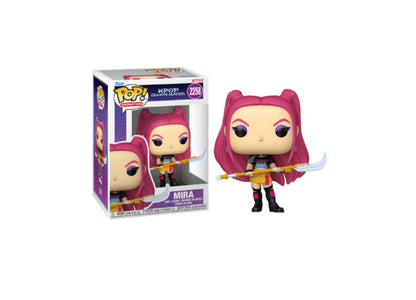 Funko POP Animation KPOP Demon Hunters Mira figure with pink hair and sword
