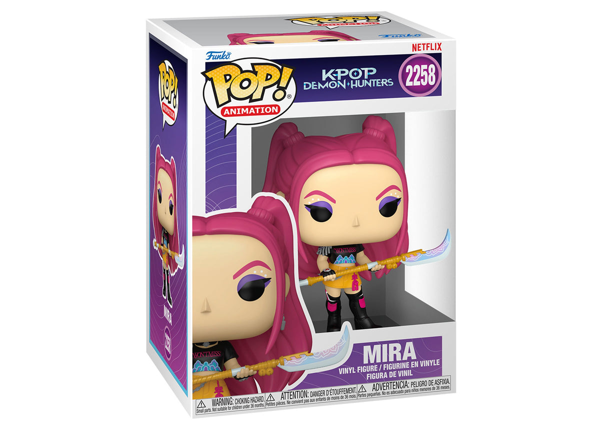 Funko POP Animation KPOP Demon Hunters Mira vinyl figure with pink hair and staff