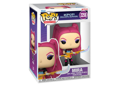 Funko POP Animation KPOP Demon Hunters Mira vinyl figure with pink hair and staff