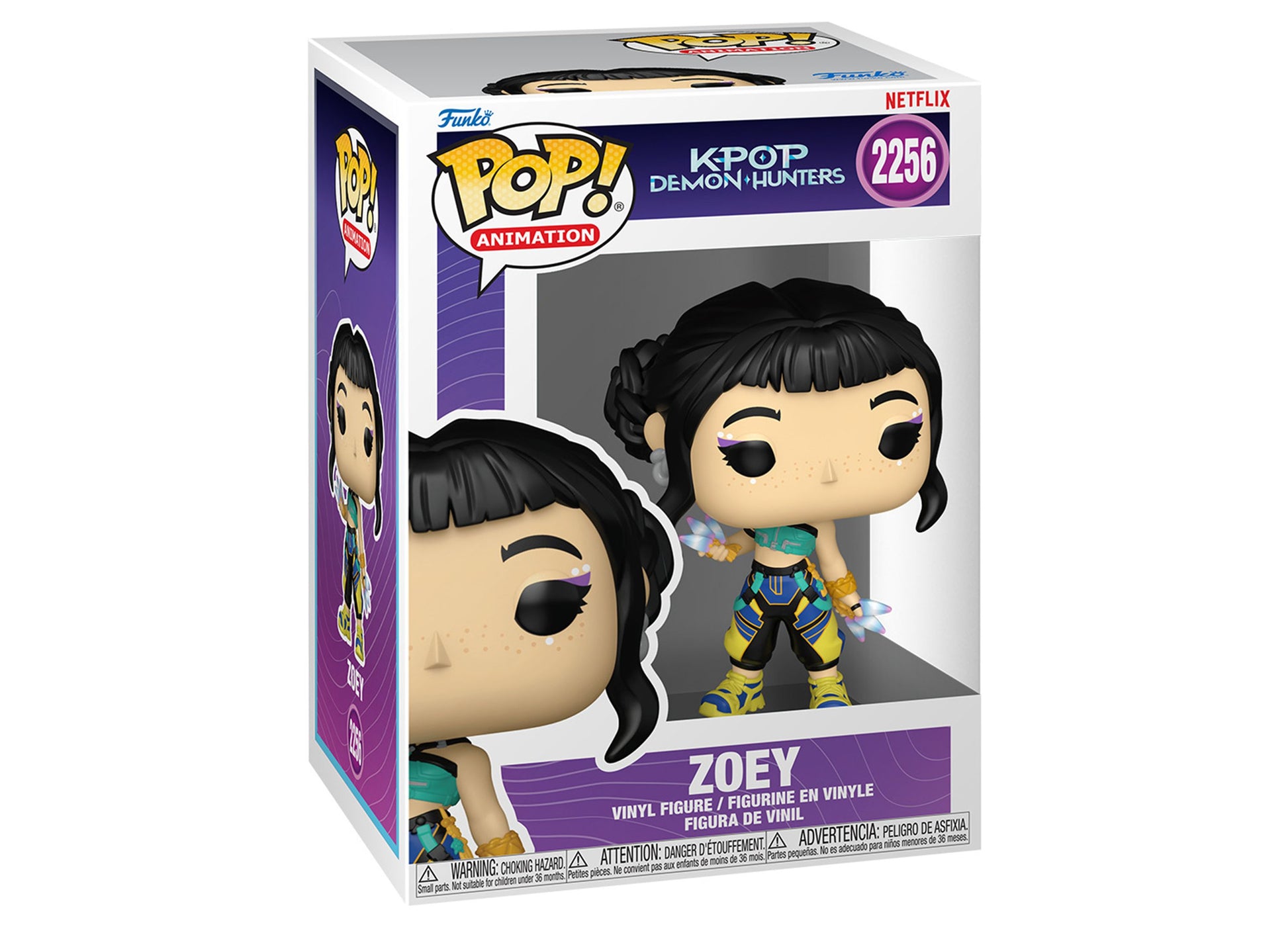 Funko POP Animation KPOP Demon Hunters Zoey vinyl figure #2256 with black hair and colorful outfit