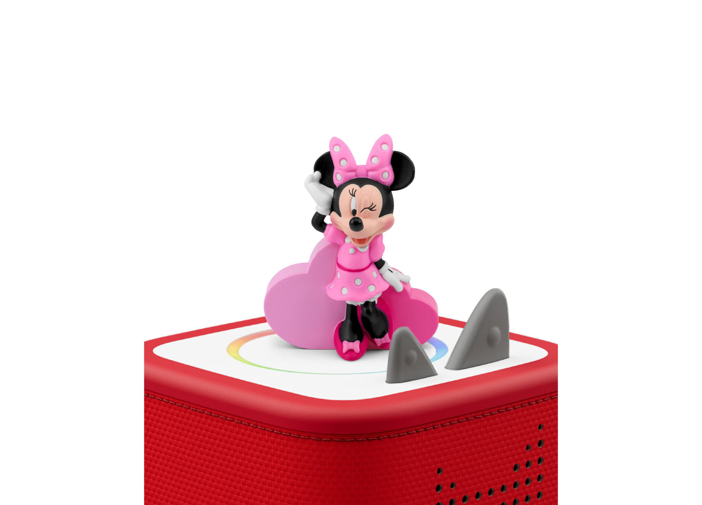 Tonies Minnie Mouse pink figurine with bow on red speaker base