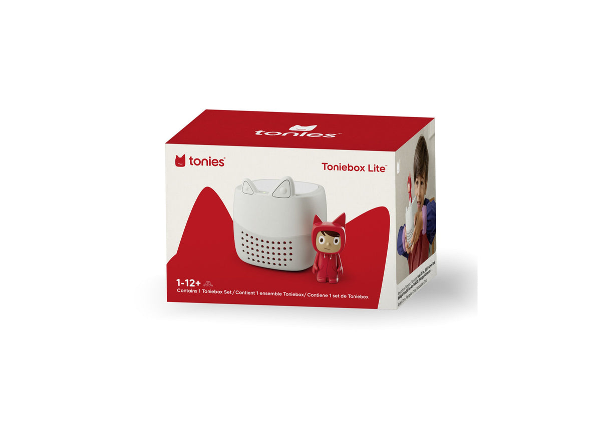 Tonies Toniebox Lite starter set with white speaker and red Rubie Creative Tonie character figure