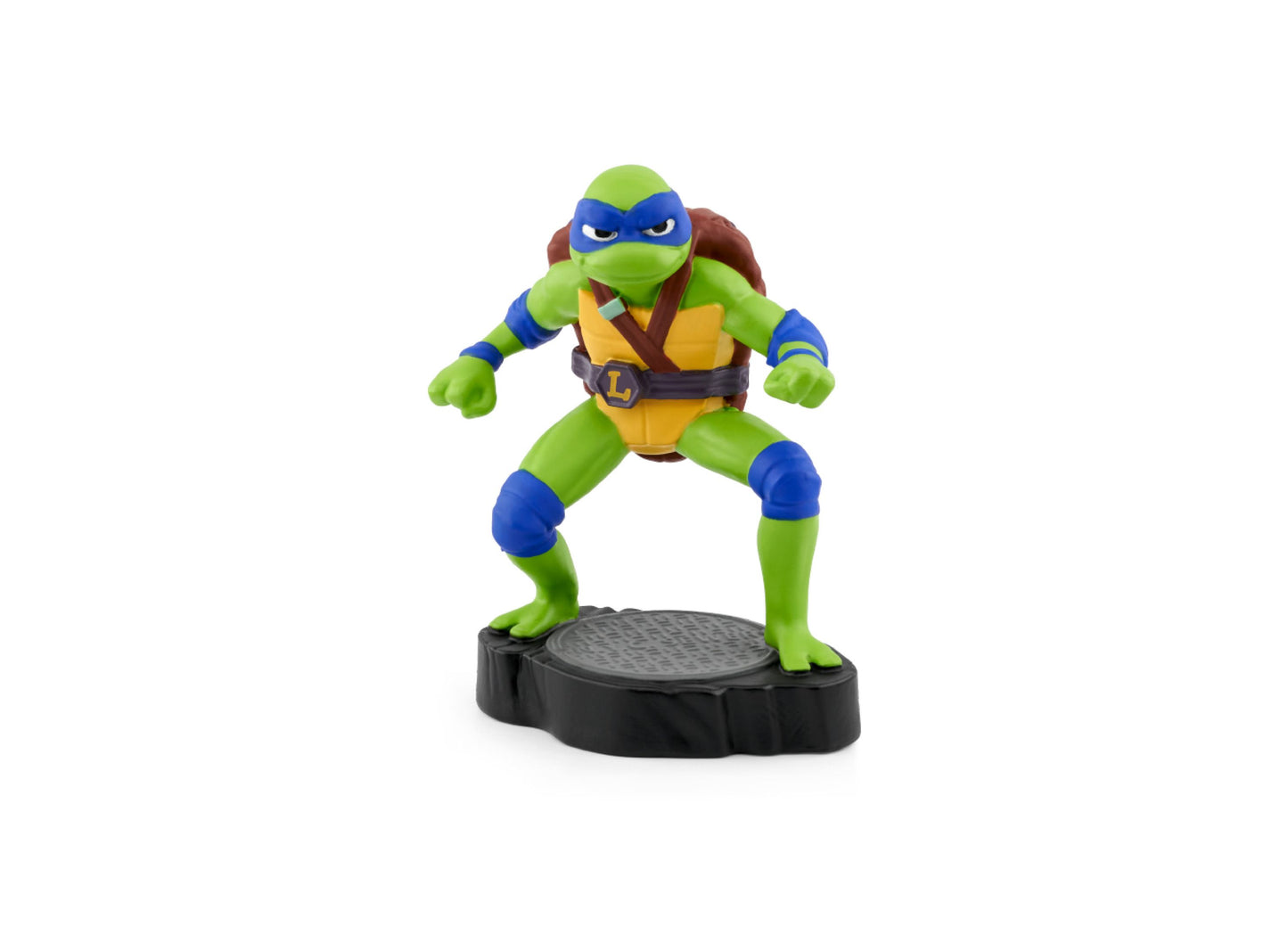 Leonardo Teenage Mutant Ninja Turtles Tonie figure with green body, blue mask and armor, standing on black base