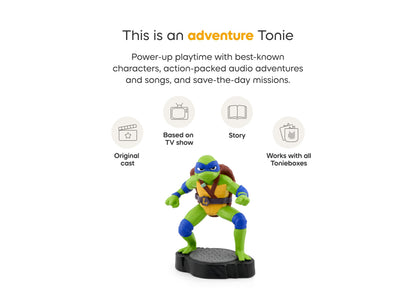 Leonardo Teenage Mutant Ninja Turtles Tonie figure with green and blue costume on black base