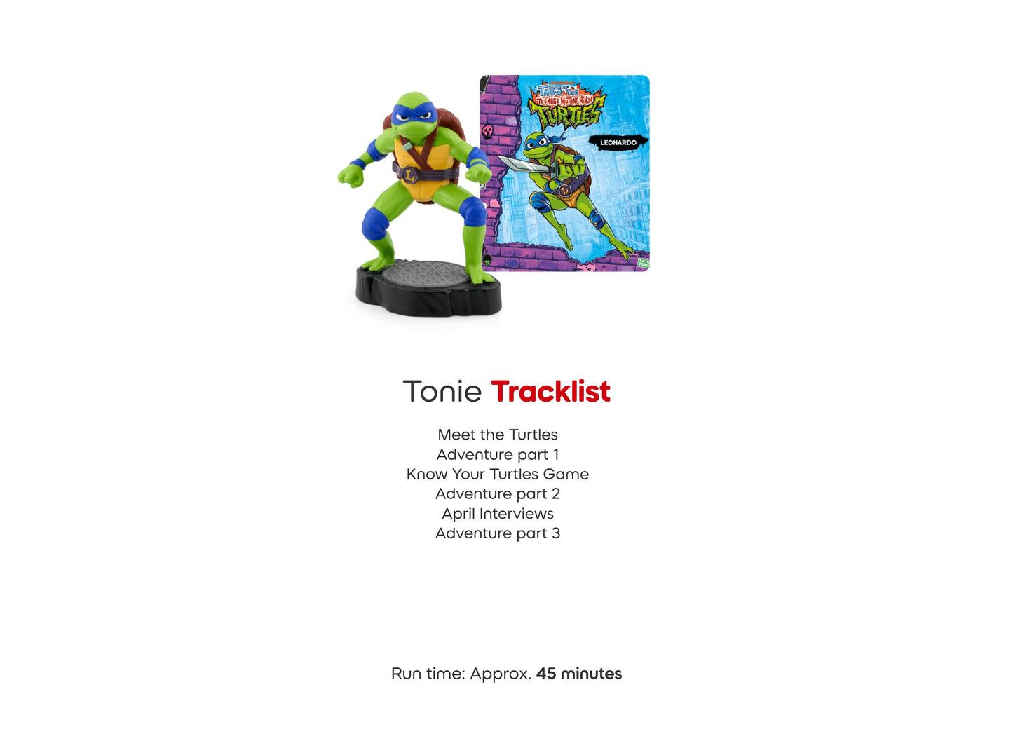 Leonardo TMNT Tonie figure with blue mask and green body on black base