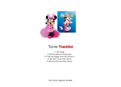 Tonies Minnie Mouse Clubhouse pink figurine with tracklist card for ages 1+