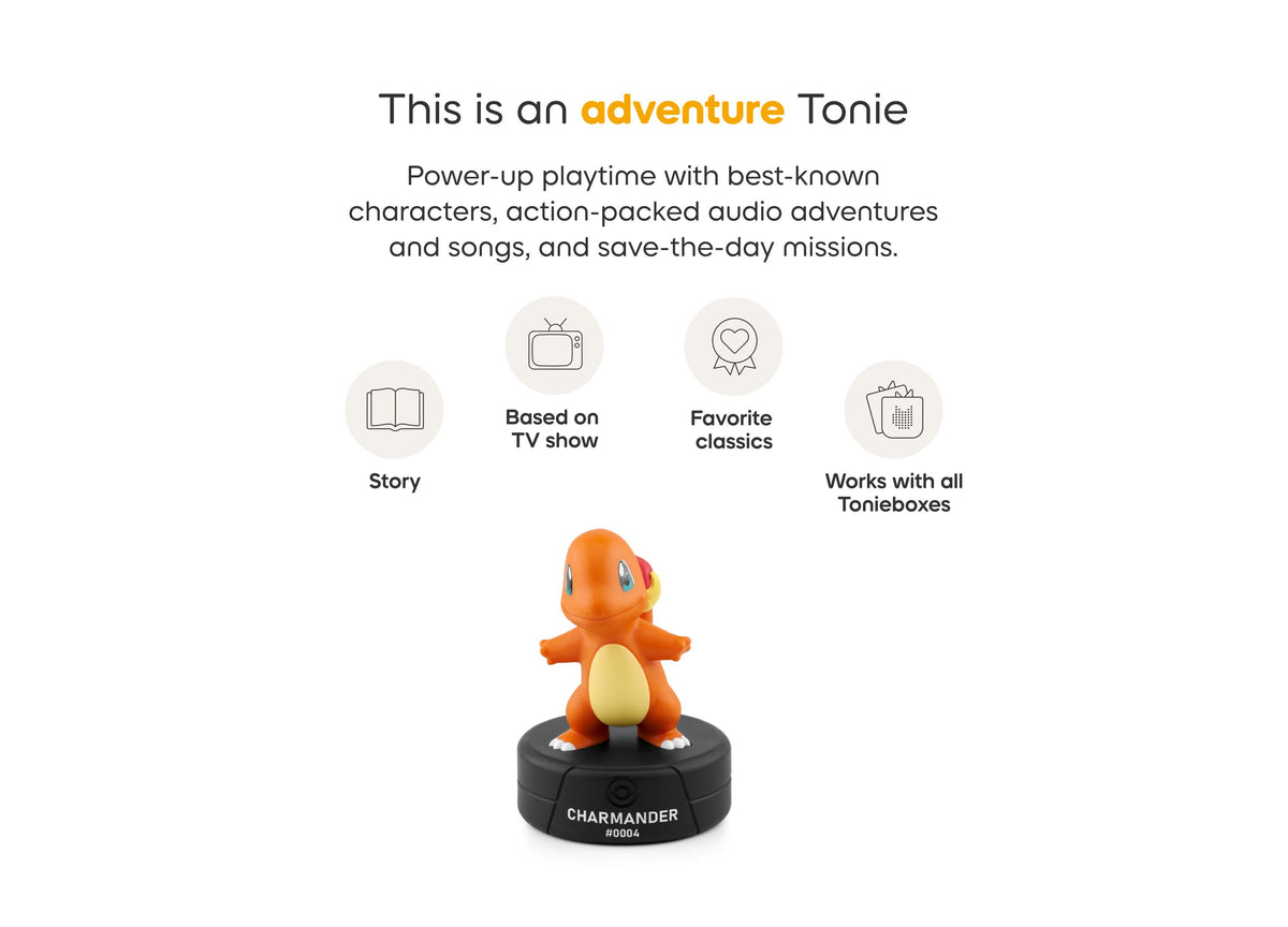 Tonies Pokemon Charmander orange and yellow figure on black base for audio adventures