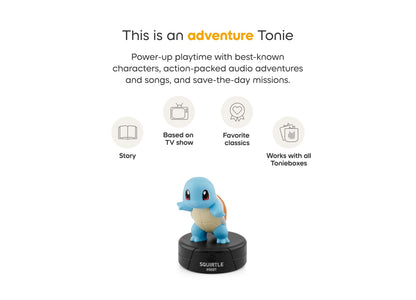 Tonies Pokemon Squirtle blue audio figurine on black base with adventure story features
