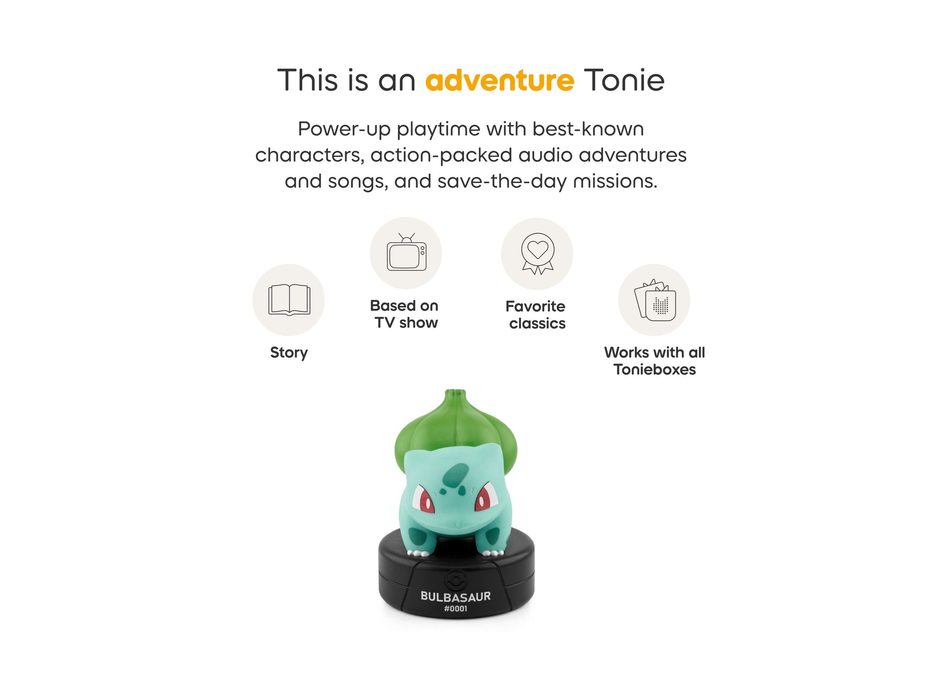 Tonies Pokemon Bulbasaur Tonie figurine with green bulb and blue body on black base