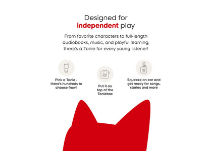 Tonies Bluey Tonie figurine set with red character ears visible, designed for independent audiobook and music play