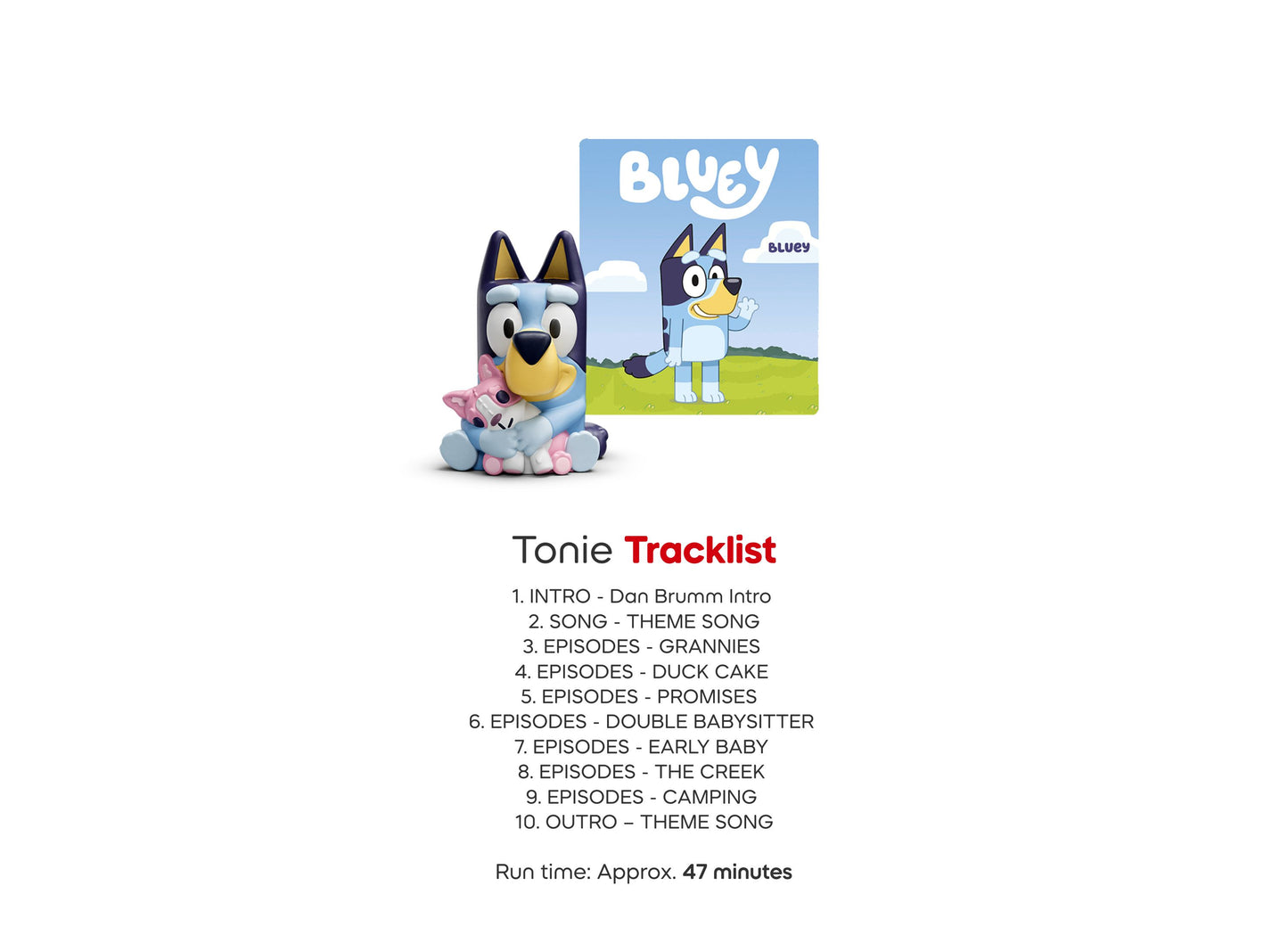 Tonies Bluey Toniebox starter set with blue and yellow dog character figurine and story card