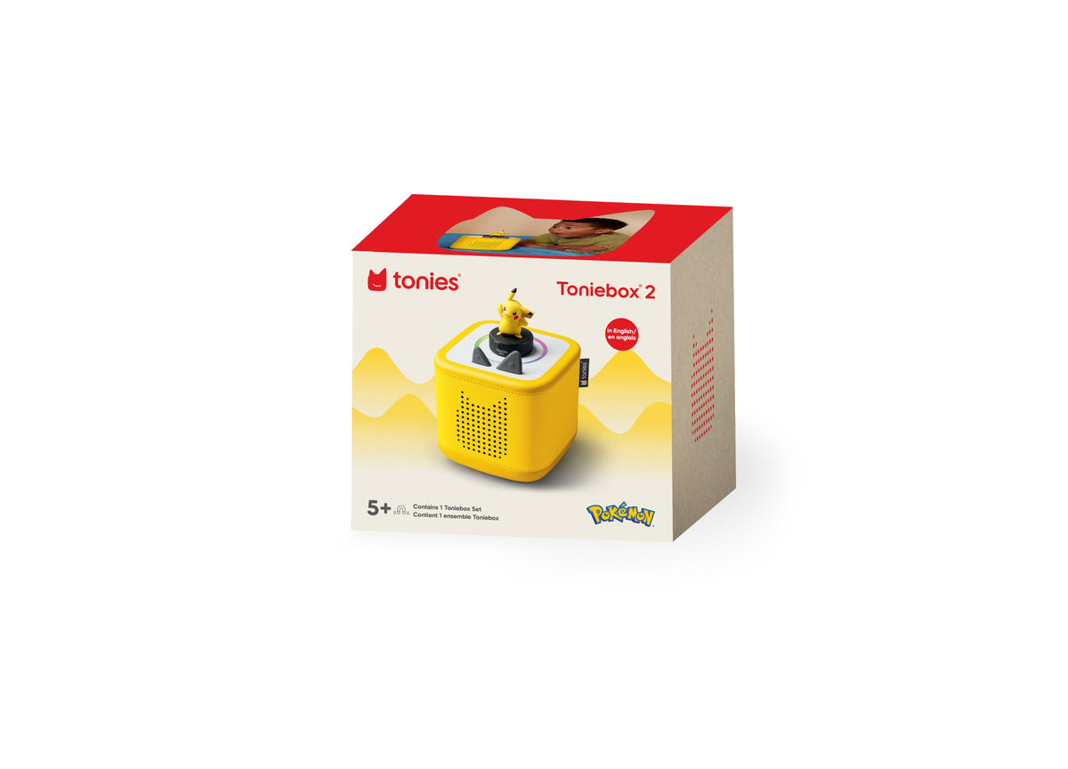 Tonies Toniebox 2 yellow interactive speaker with Pikachu figurine on top