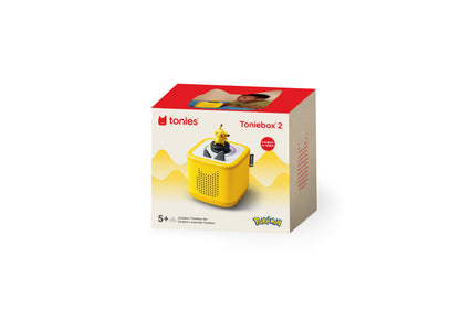 Tonies Toniebox 2 yellow interactive speaker with Pikachu figurine on top