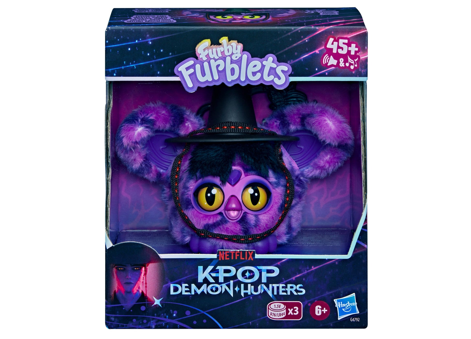 Furby Furblets KPOP Demon Hunters purple interactive plush toy with hat