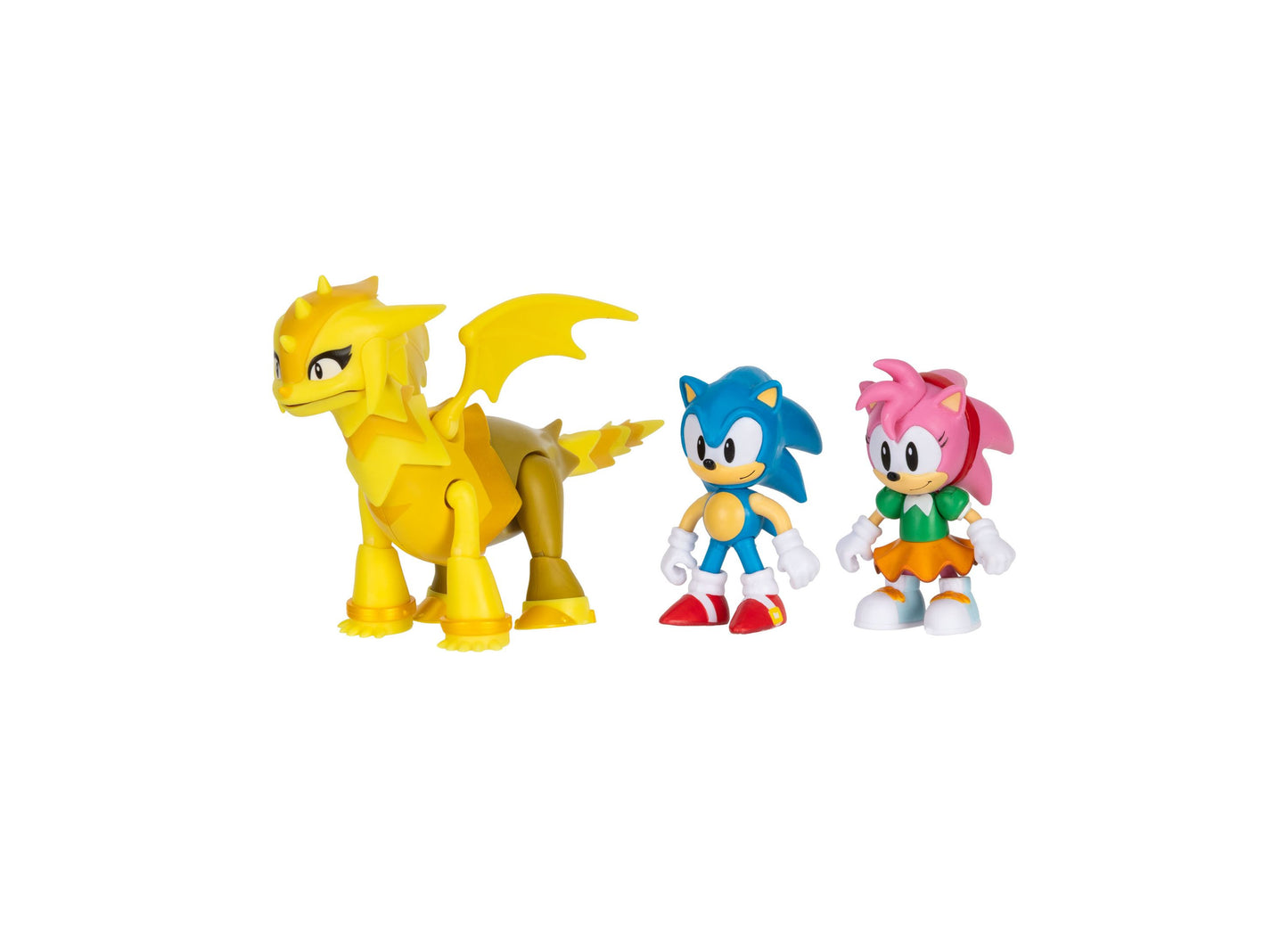 Sonic the Hedgehog 2.5 inch 3-piece diorama set with yellow dragon, blue Sonic, and pink character figures