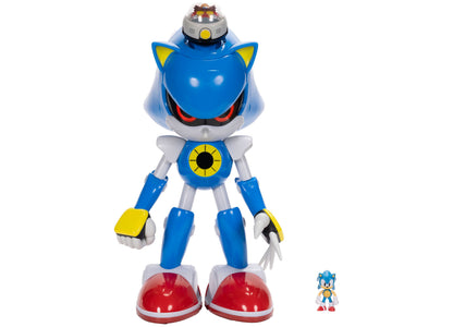 Metal Sonic 20 inch figure with blue, yellow, and red colors, includes small Sonic figure