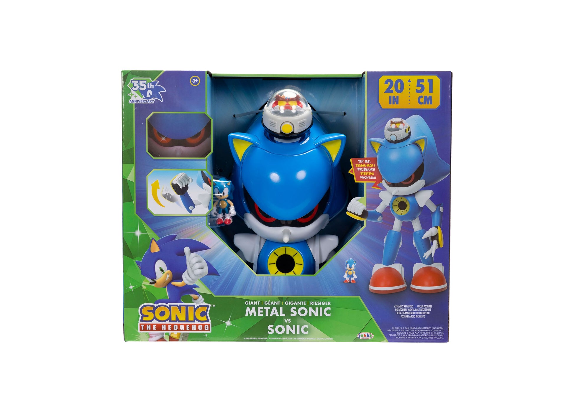 Sonic the Hedgehog 20 inch Giant Metal Sonic vs Sonic playset with blue robot figure