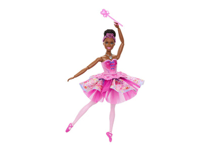 Barbie in the Nutcracker Sugar Plum doll in pink tutu with magic wand and ballet pointe shoes