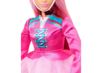 Barbie in the Nutcracker Daisy ballerina doll wearing pink lace tutu and magenta top with turquoise lacing detail