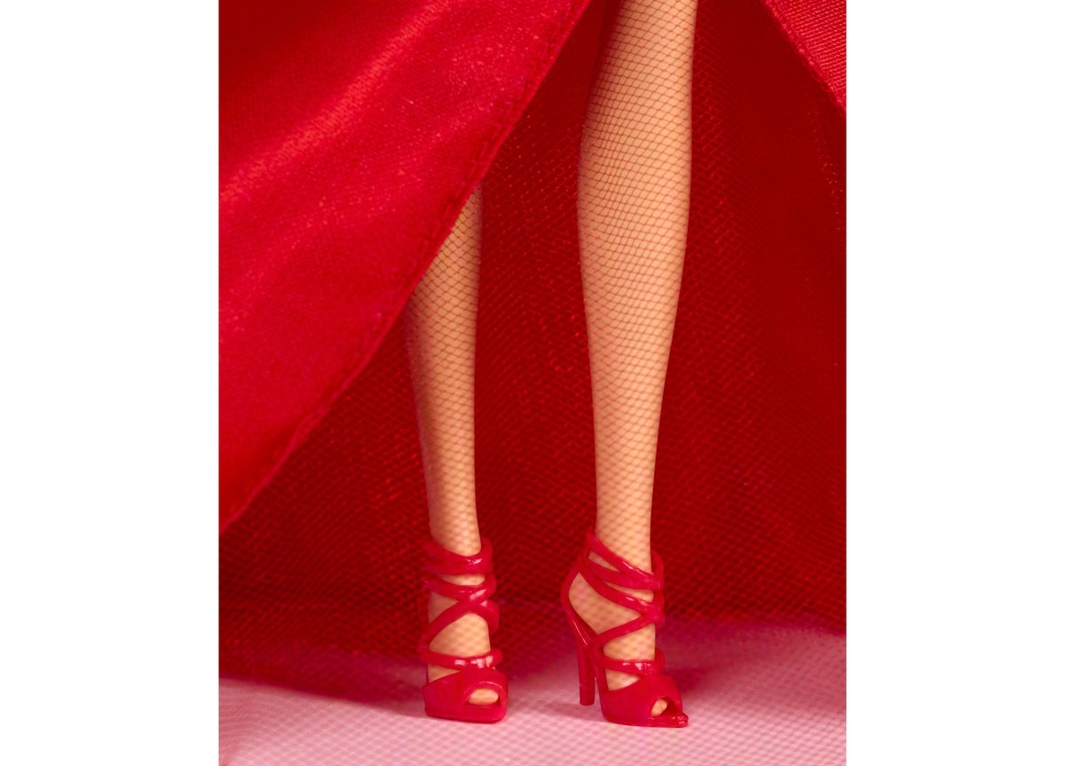Barbie Signature 2026 Holiday Collectible Fashion Doll wearing red gown and matching shoes