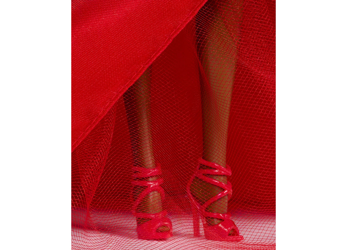 Barbie 2026 Holiday 13" Collectible Fashion Doll in red strapless gown with bow detail and full skirt