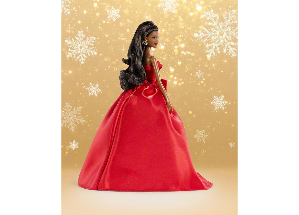 Barbie 2026 Holiday 13" Collectible Fashion Doll in red strapless gown with bow detail