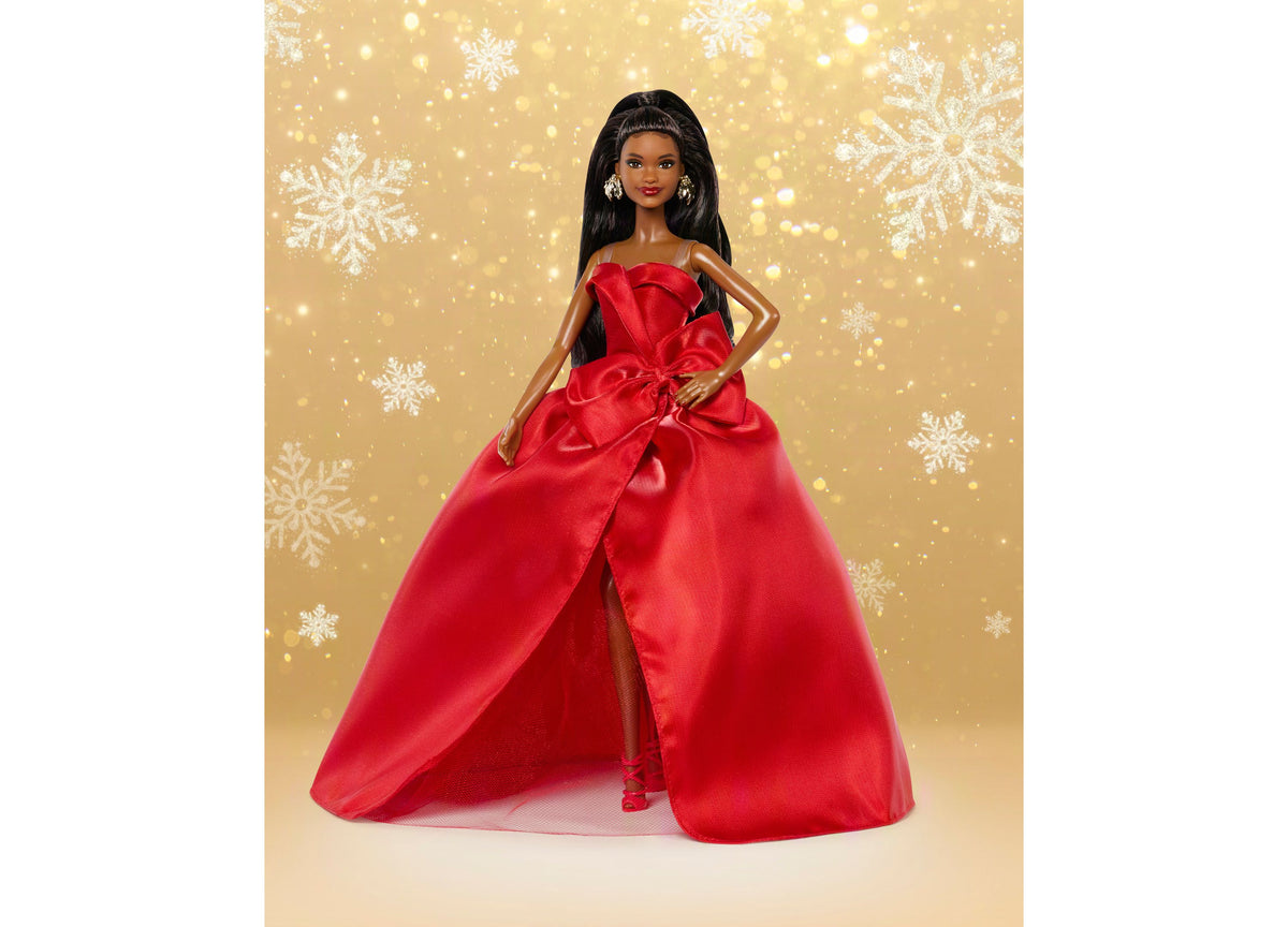 Barbie 2026 Holiday 13" Collectible Fashion Doll in red strapless gown with bow detail
