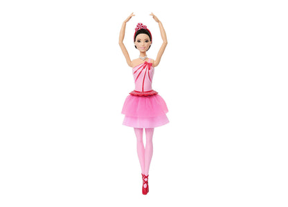 Barbie in the Nutcracker Land of Sweets Ballerina doll in pink tutu and pointe shoes, arms raised in ballet pose