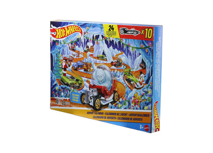 Hot Wheels 2026 Advent Calendar with 10 toy vehicles and exclusive cars