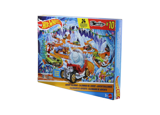 Hot Wheels 2026 Advent Calendar with 10 toy vehicles and exclusive cars