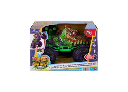 Hot Wheels Mutant Chaos Wreckin' Wolf RC Monster Truck 1:15 scale with green and purple design