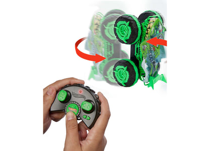 Hot Wheels Monster Trucks RC car with remote control, green and black design