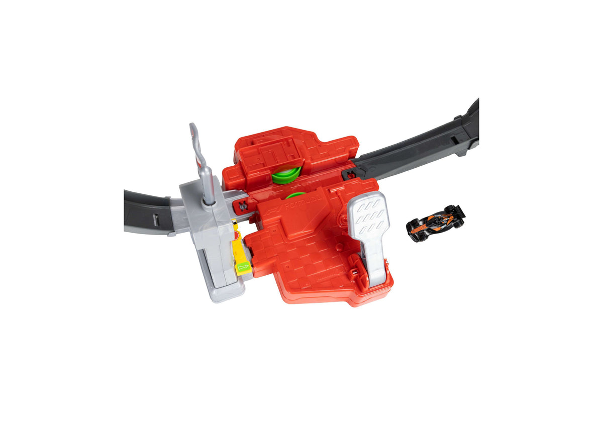 Hot Wheels Formula 1 Sprint Race Circuit Track Set with red launcher and die-cast car