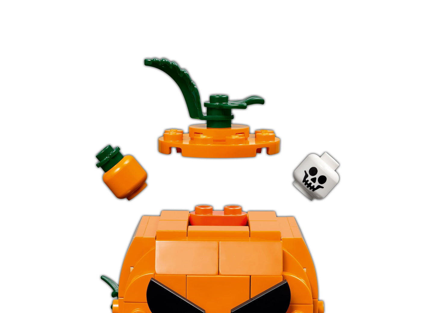 LEGO Halloween Jack-O'-Lantern Pickup Truck 40822 orange building set with green stem and accessories