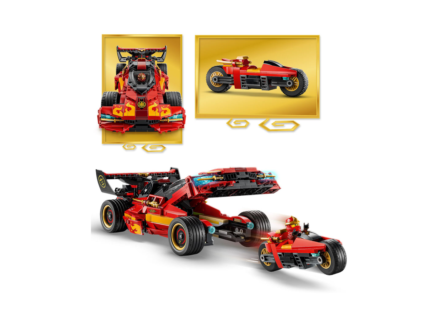 LEGO NINJAGO 2-in-1 X-1 Ninja Charger red vehicle building set with motorcycle and car modes