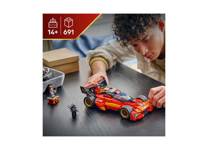 LEGO NINJAGO X-1 Ninja Charger red race car set with minifigures, 691 pieces, ages 14+