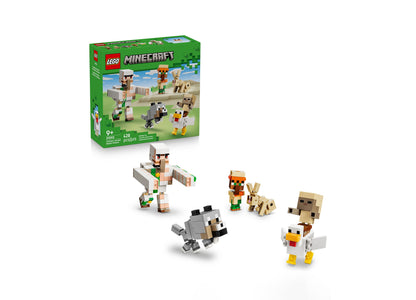 LEGO Minecraft Chicken Jockey Desert Attack 21592 building set with minifigures and animals