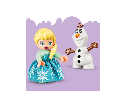 LEGO Disney Frozen Creative Box with Elsa and Olaf figures on purple castle background