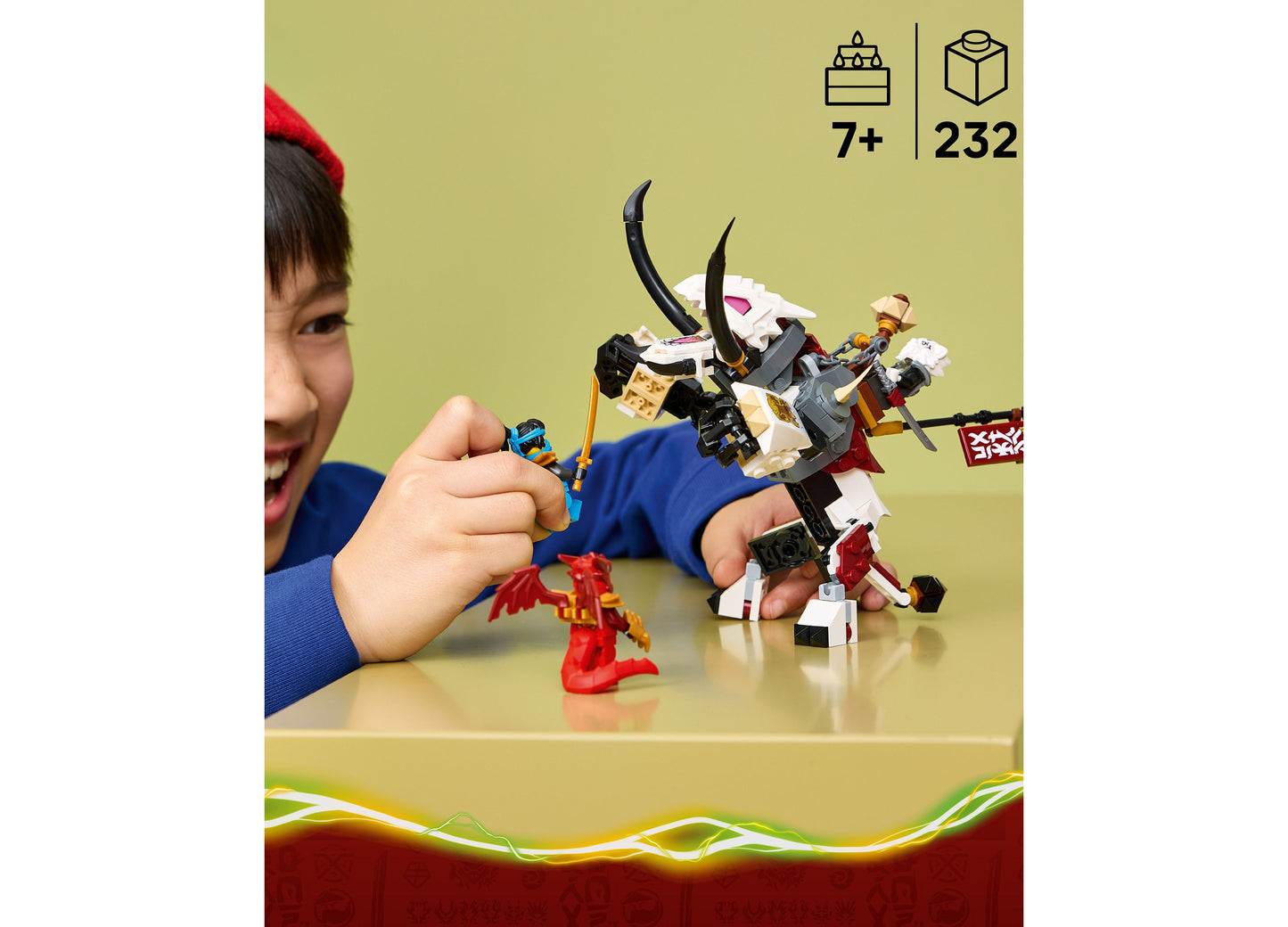 LEGO NINJAGO Dragons Rising Zilvar and Grimtak Dragon Beast 71863 building set with child playing